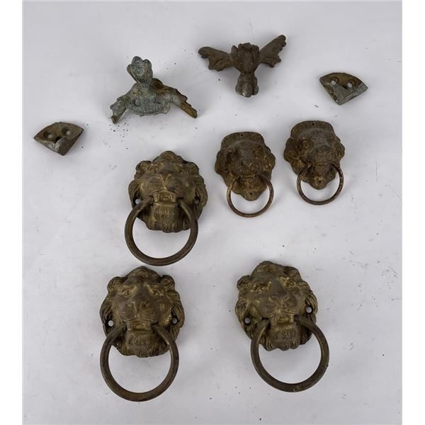 Group of Antique Cast Lion Head Drawer Pulls