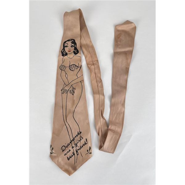 Antique Risque Nude Painted Silk Necktie