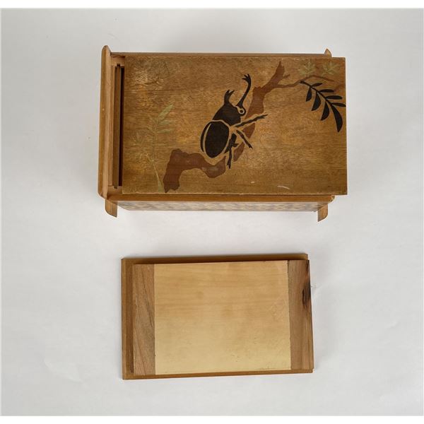Vintage Japanese Wood Inlaid Puzzle Box