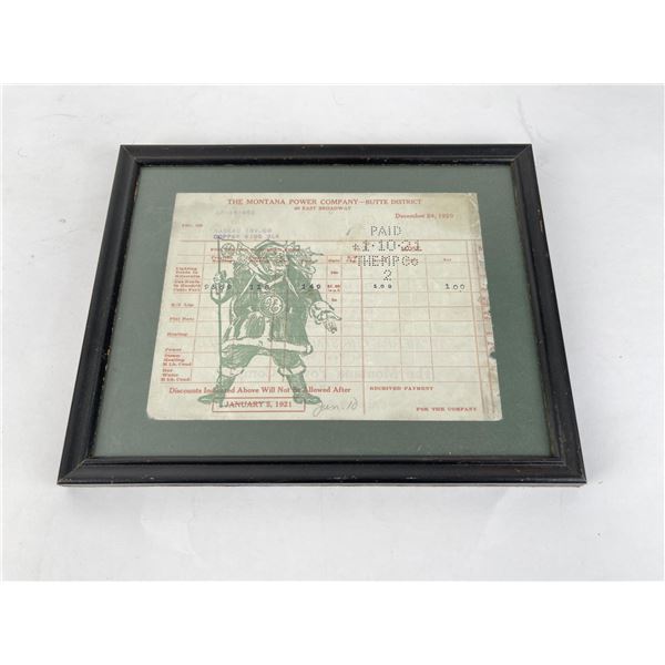 1920 Montana Power Company Santa Claus Reciept