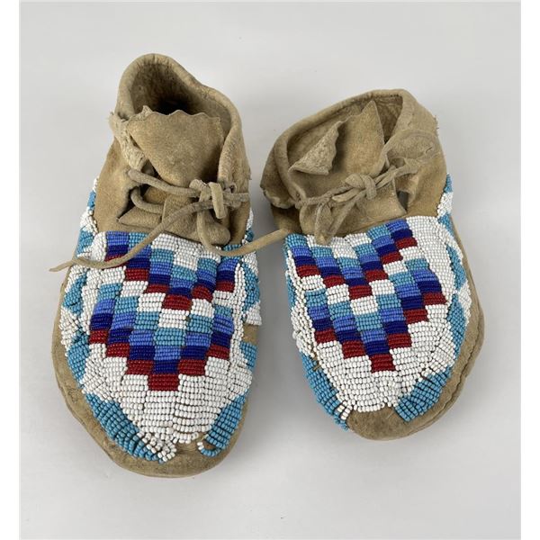 Antique Cheyenne Indian Beaded Moccasins