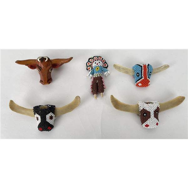 Montana Indian Beaded Neckerchief Slides Steer