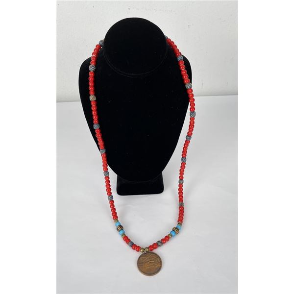 Indian Trade Bead White Heart Necklace