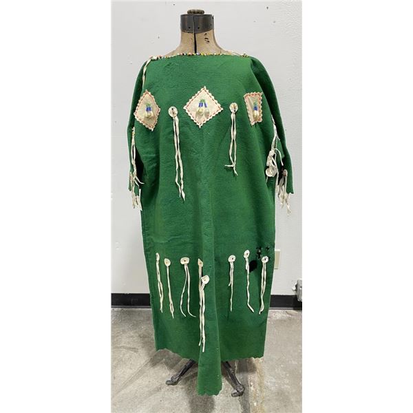 Plains Indian Trade Cloth Dress Shells Beads