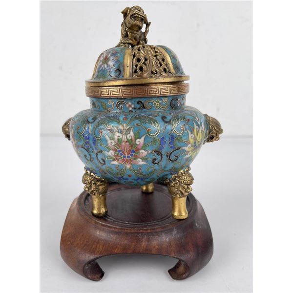 Antique Chinese Cloisonne Enamel Censer