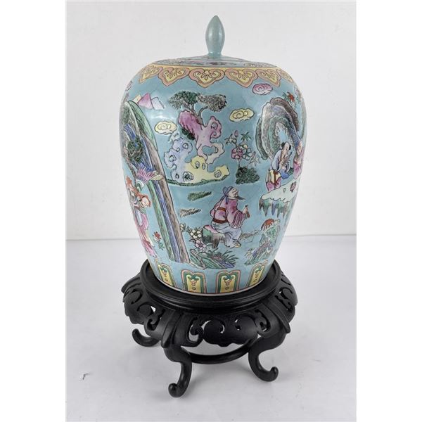 Antique Chinese Lidded Ginger Jar Famille