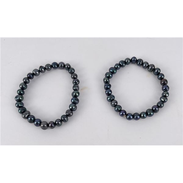 Pair of Tahitian Black Pearl Bracelets