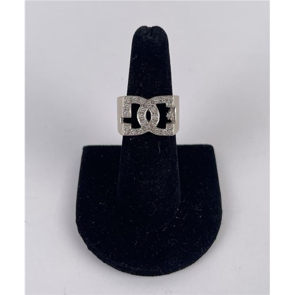 14k White Gold Diamond DC Shoes Skateboarding Ring