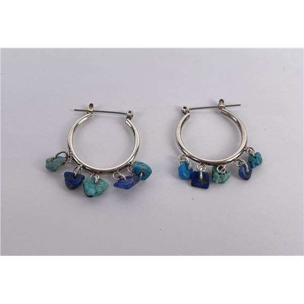 Sterling Silver Turquoise Lapis Lazuli Earrings
