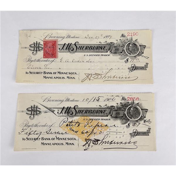 JH Sherburne Indian Trader Checks Browning Montana