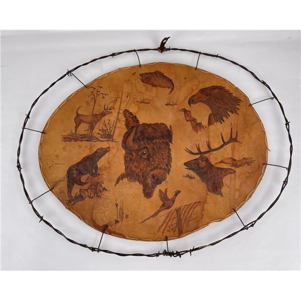 Montana Barbed Wire and Leather Painting