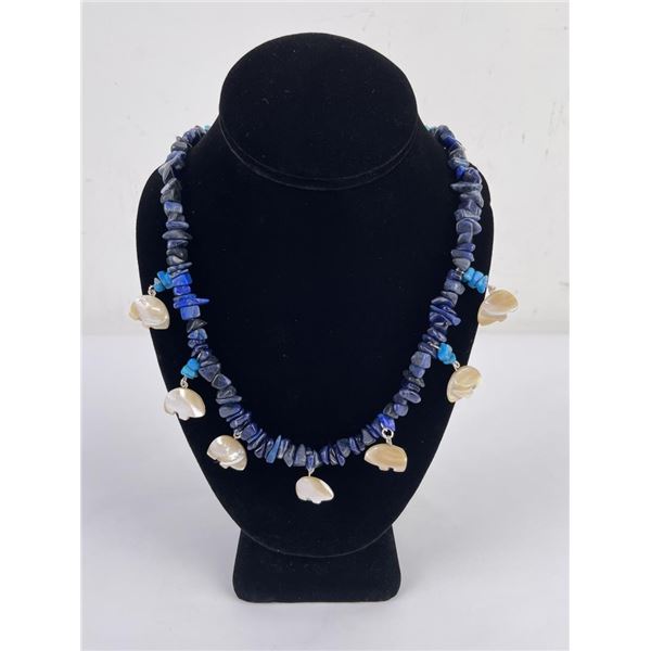 Zuni Turquoise Mother of Pearl Lapis Necklace