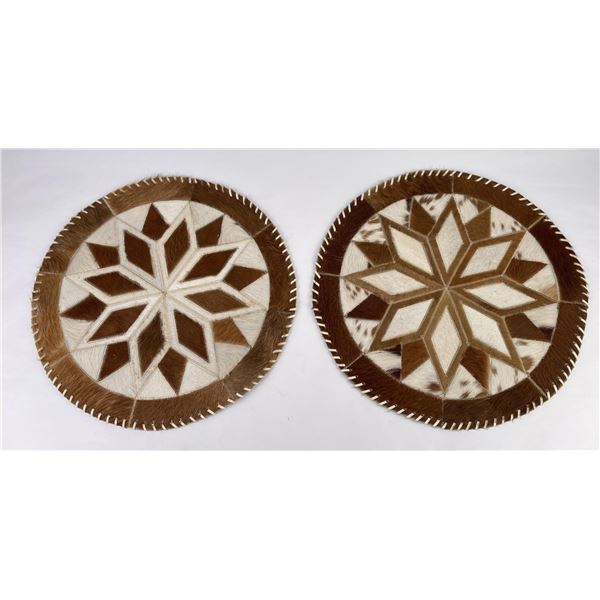 Pair of Patchwork Cowhide Rugs 19.5"