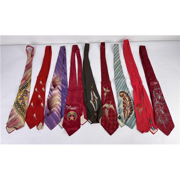 Nice Group of Art Deco Painted Ties