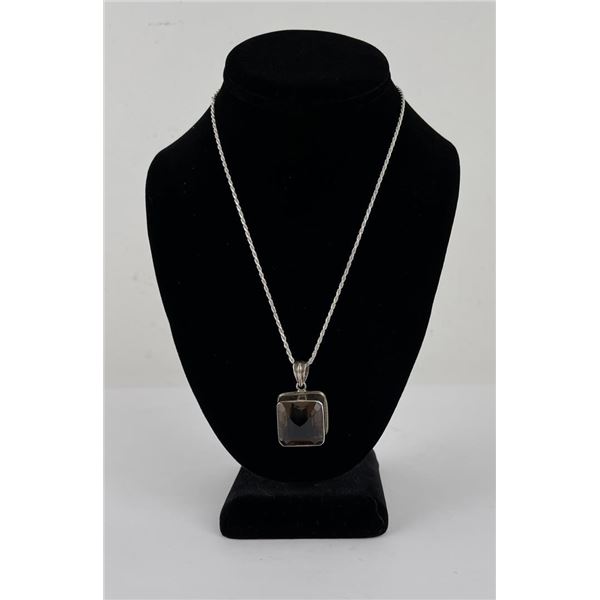 Topaz Pendant Necklace Sterling Silver Chain