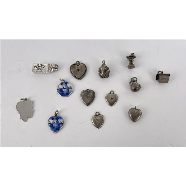 Victorian Sterling Silver Charm Bracelet Lot