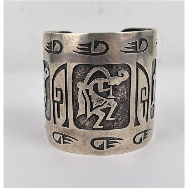 Heavy Sterling Silver Zuni Indian Cuff Bracelet