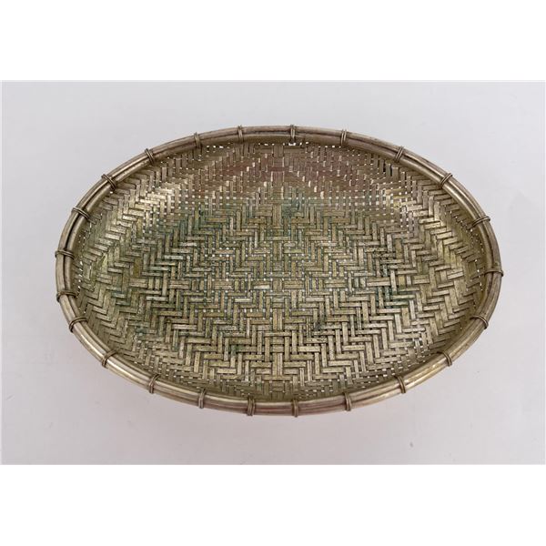 Antique Cambodian Thailand Braided Silver Basket