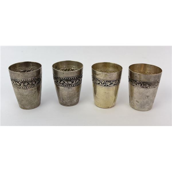 Antique Cambodian Sterling 900 Silver Glasses