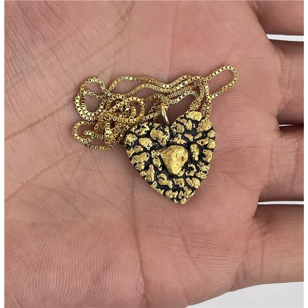 Alaskan Gold Nugget Heart Pendant Necklace