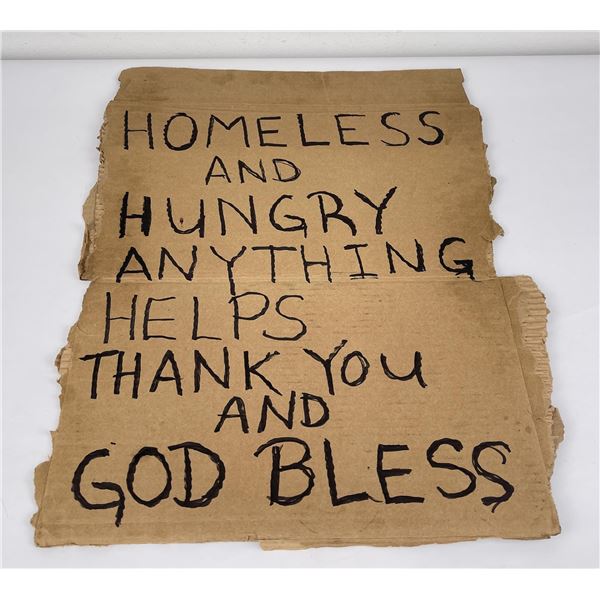 Urban Street Art Homeless Bum Sign Montana