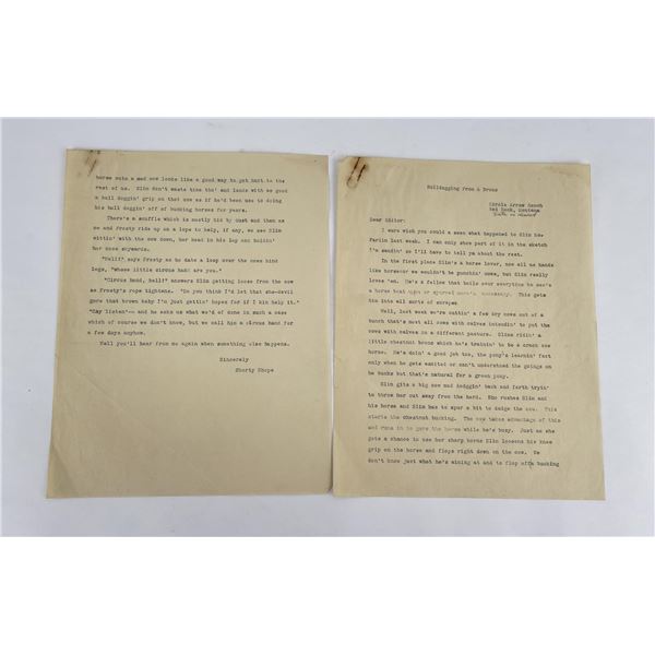 Original Shorty Shope Cowboy Artist Letter