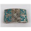 Image 2 : Sterling Silver Turquoise Inlay Cowboy Belt Buckle