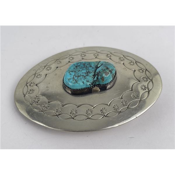 Navajo Sterling Silver Turquoise Belt Buckle
