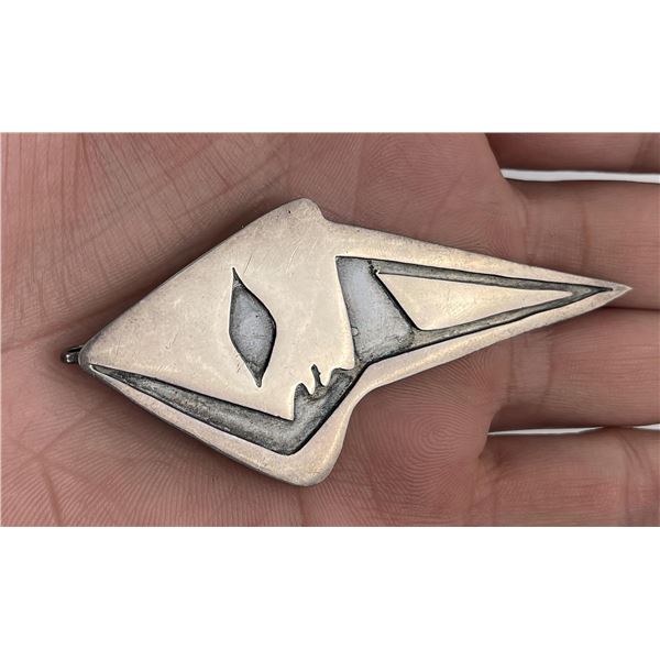 Taxco Mexico Sterling Silver Face Brooch