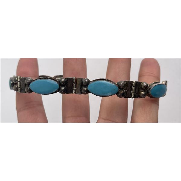 Taxco Sterling Silver Turquoise Link Bracelet