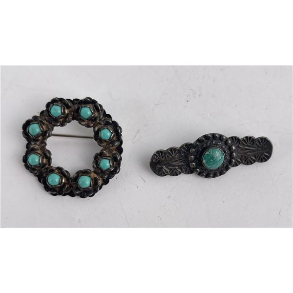 Pair of Old Pawn Navajo Sterling Brooches