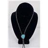 Image 2 : Navajo Sterling Silver Turquoise Bolo Tie