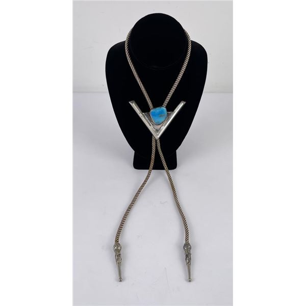 Navajo Sterling Silver Turquoise Bolo Tie
