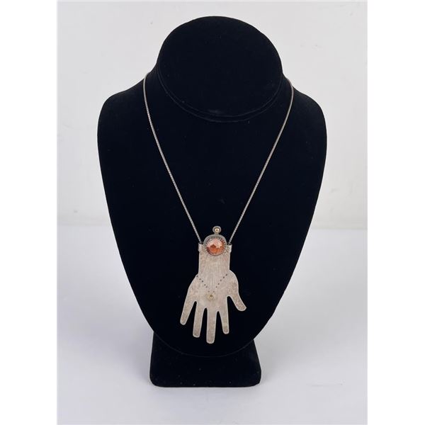 10k Gold and Sterling Hand Necklace