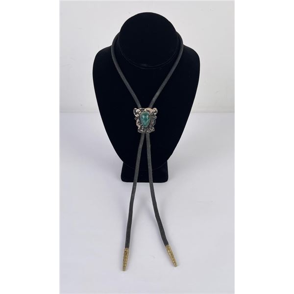 Taxco Aztec Malachite and Sterling Silver Bolo Tie