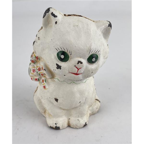 Antique Hubley Painted Cast Iron Cat Still Bank