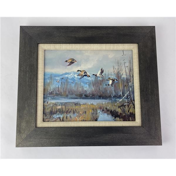 William Bailey Oil on Board Painting Ducks Landing