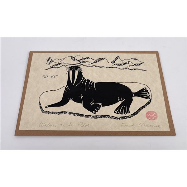 Enook Manomie Eskimo Walrus Woodblock Print