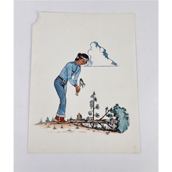 ED Scott Navajo Indian Chopping Wood Print