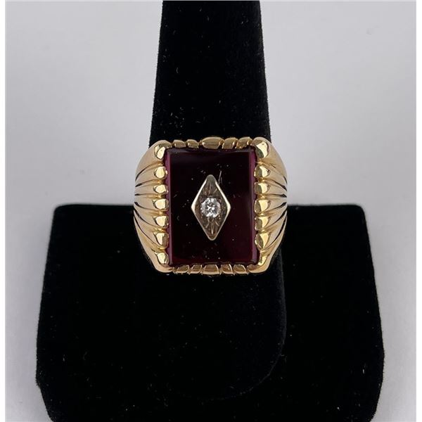 Art Deco 14k Gold And Diamond Mens Ring