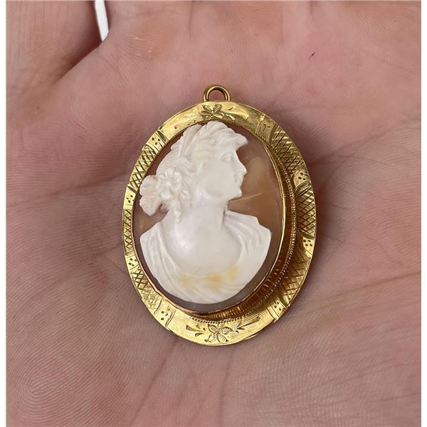 Victorian 10k Yellow Gold Shell Cameo