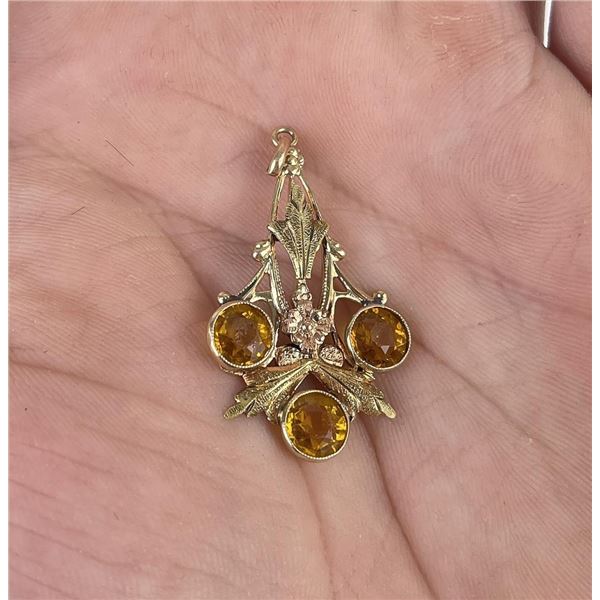 10k Yellow Gold Citrine Necklace Pendant