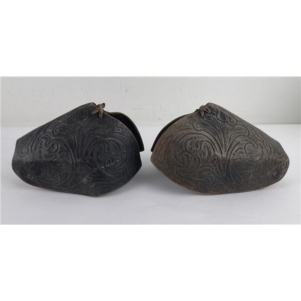 Pair of Antique Cowboy Leather Saddle Tapaderos