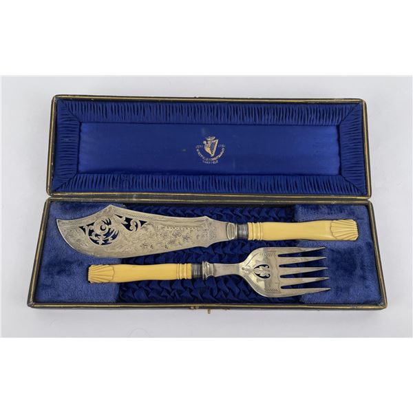 Antique Victorian Cased Fish Serving Set