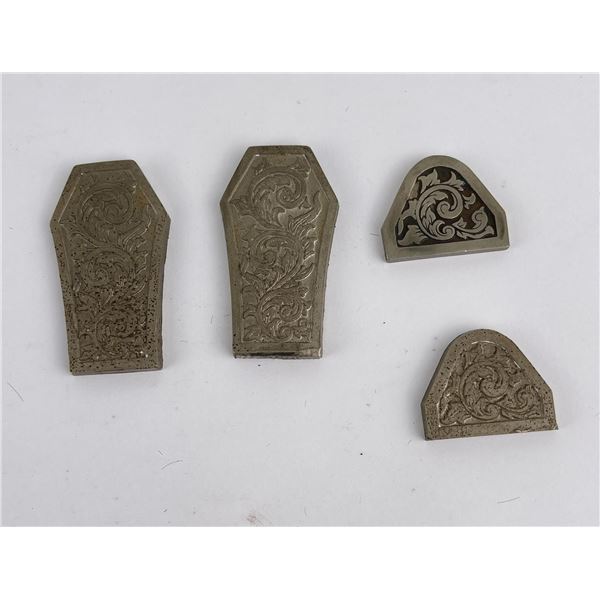 Lot of 4 Antique Casket Bowie Knife Fittings