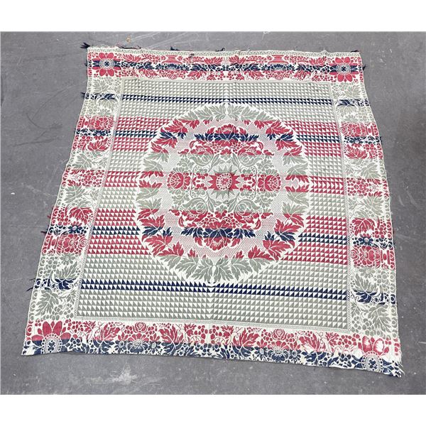 Antique American Folk Art Jacquard Coverlet