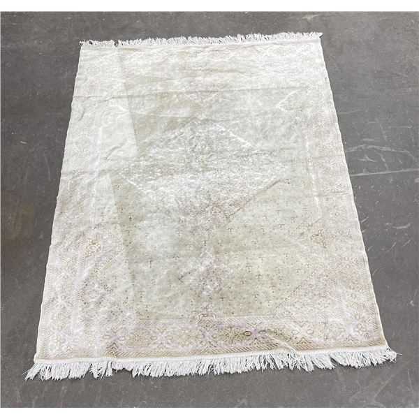 Persian Oriental Ivory Silk Rug