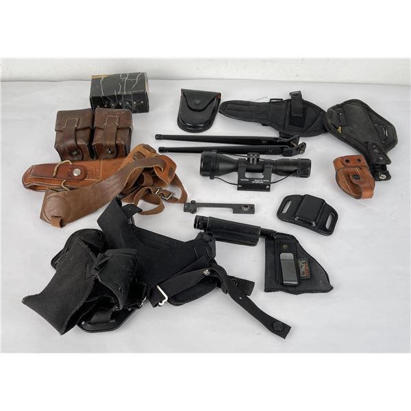 Group of Holsters and Gun Parts