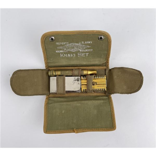 WW2 Gillette US Army Khaki Safety Razor Set