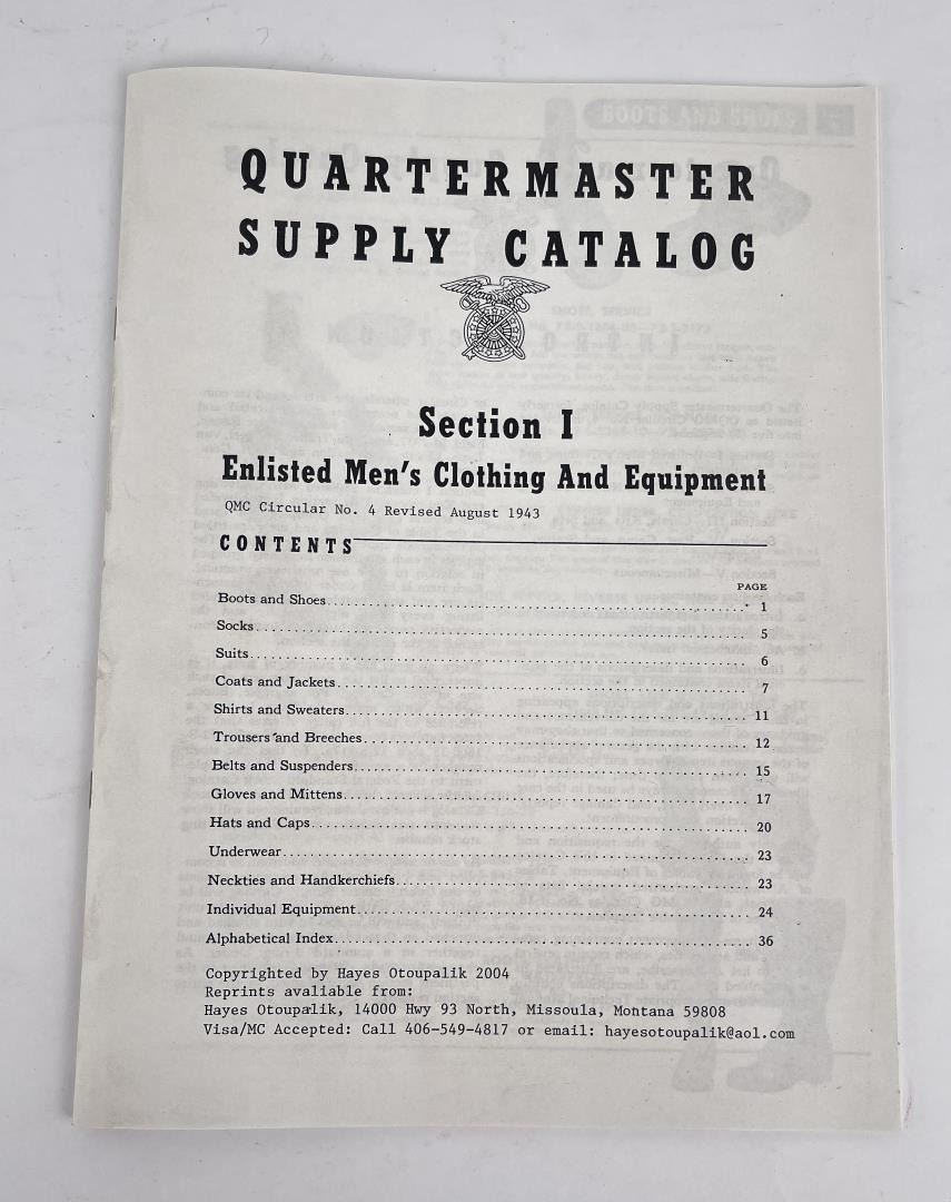 Quartermaster Supply Catalog Section I 1943